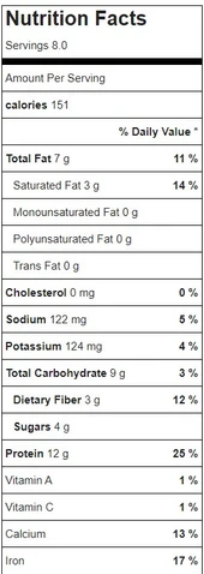 Vanilla protein bar's Nutrition Facts